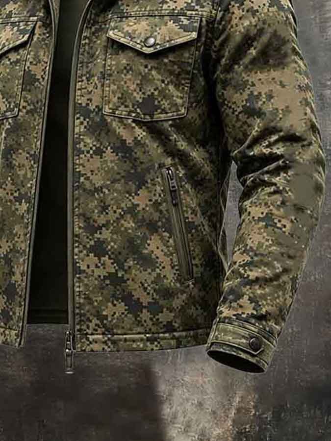 Men's Vintage Cotton Camouflage Utility Jacket