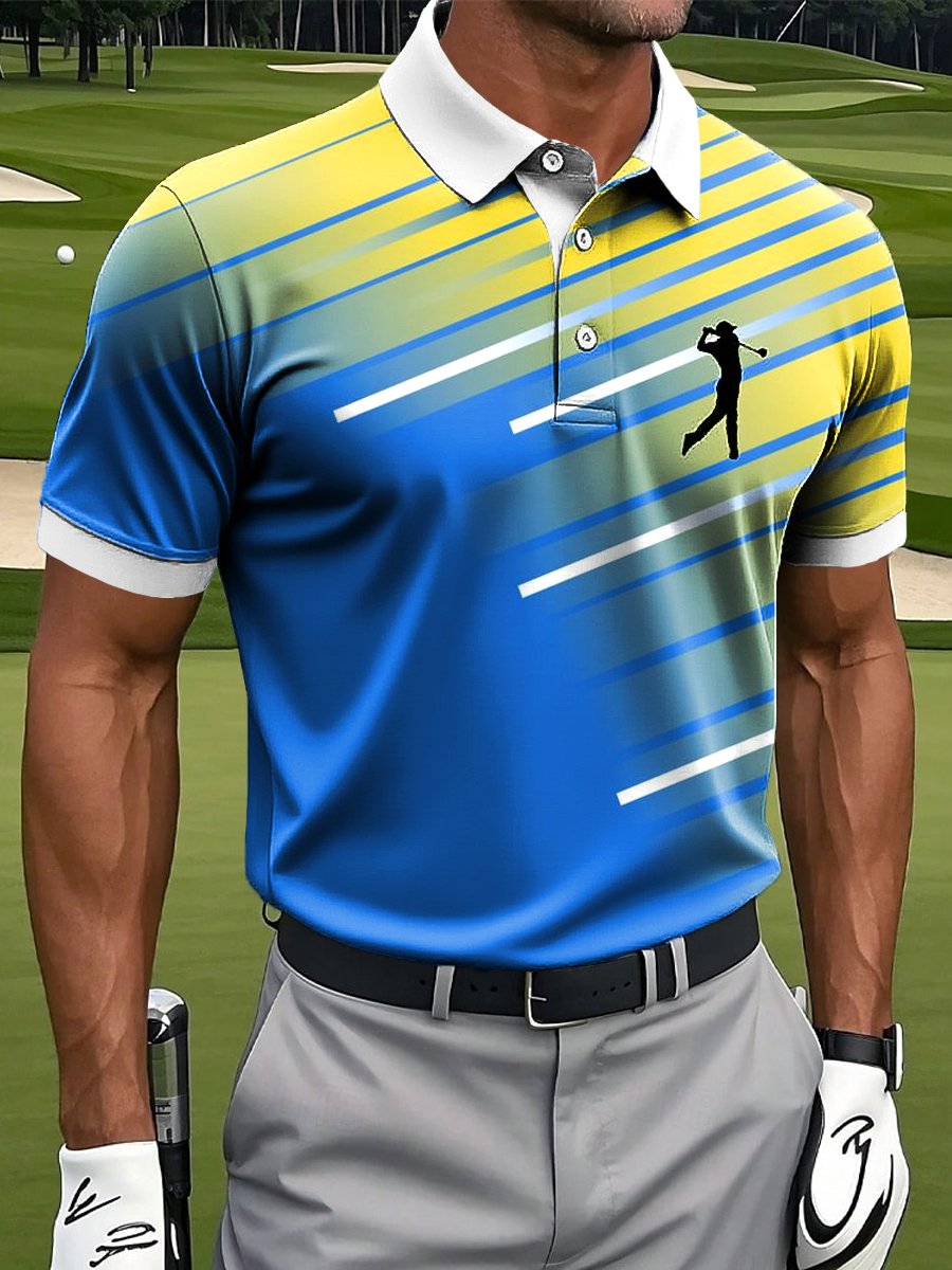 Men's Casual Contrast Color Polo Shirt