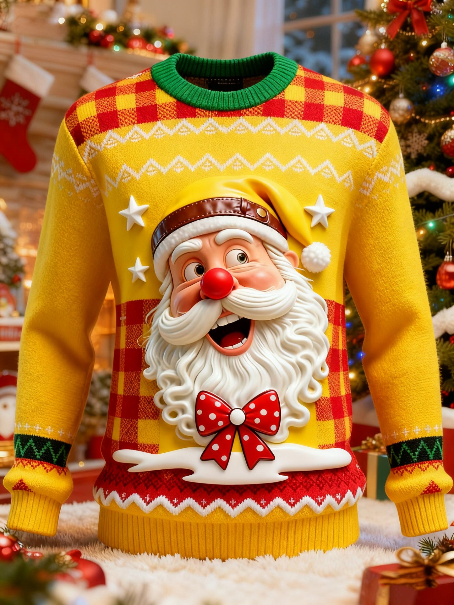 Men's Santa Claus Funny Print Ugly Christmas Sweater