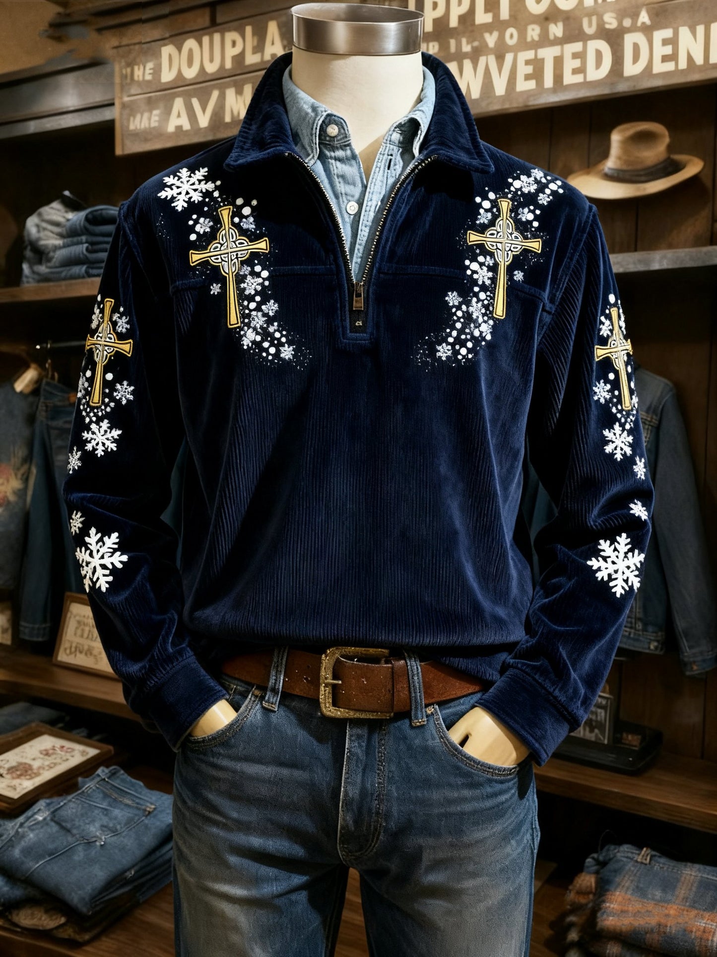 Spirit of Christmas Zip Corduroy Sweatshirt