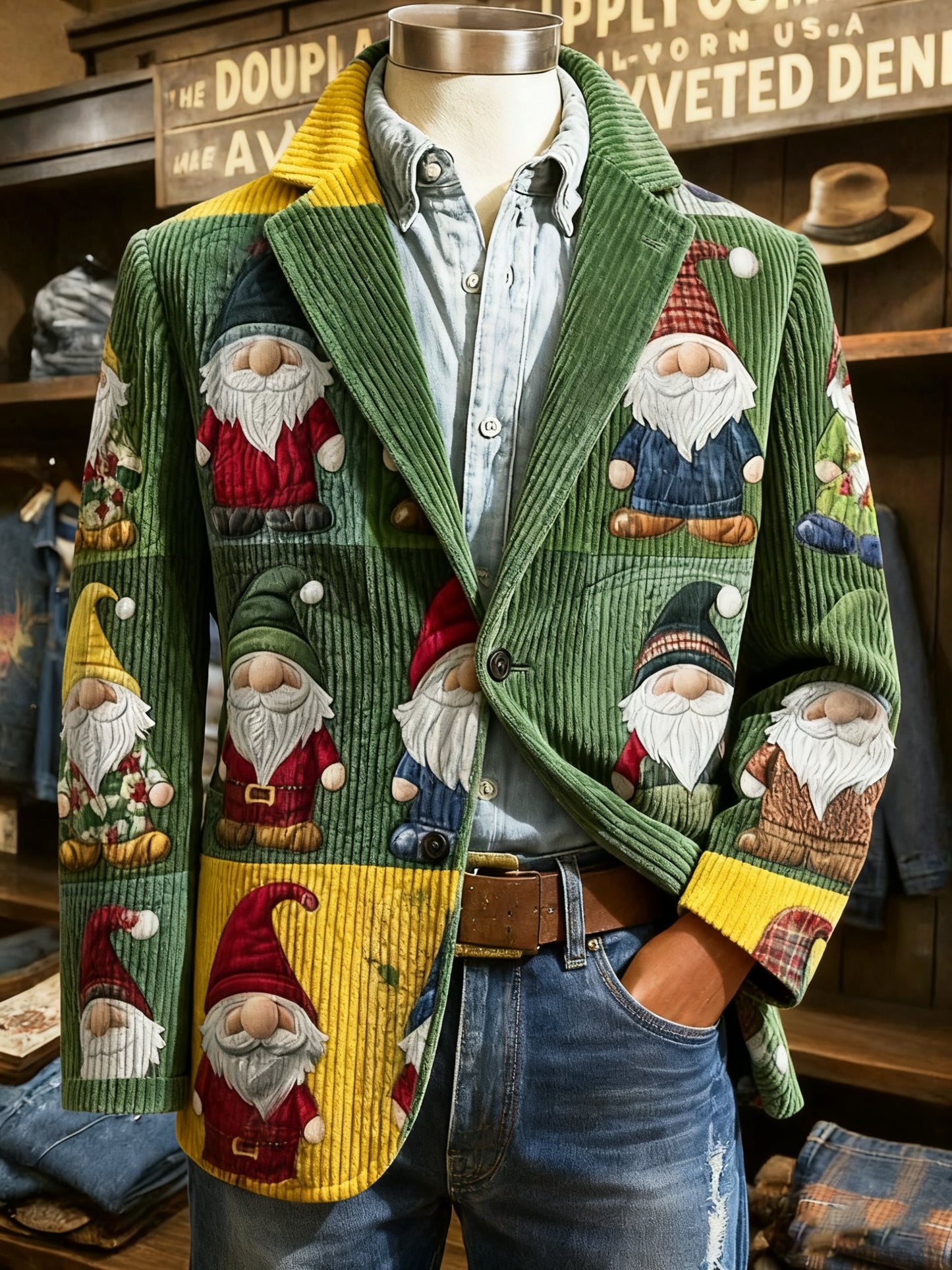 Men's Vintage Christmas Print Casual Jacket