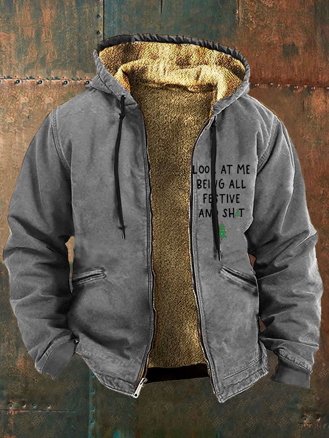 Men's Look At Me Being All Festive And ShitPrinted Fleece Jacket