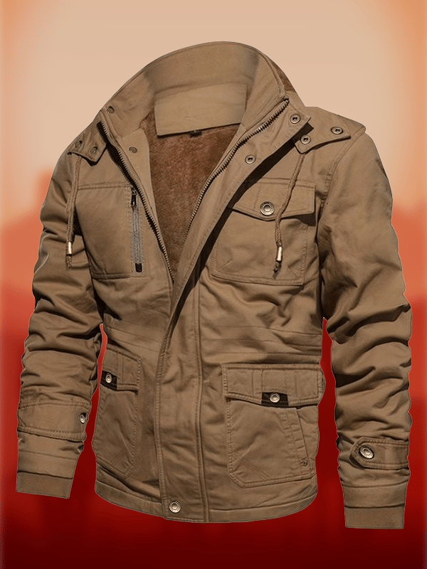 Men's Western Multi-Pocket Hooded Outdoor Farm Jacket