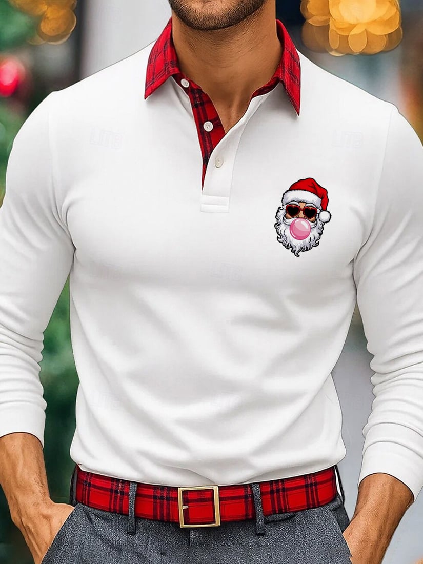 Men's Christmas Business Long-Sleeve Polo Shirt