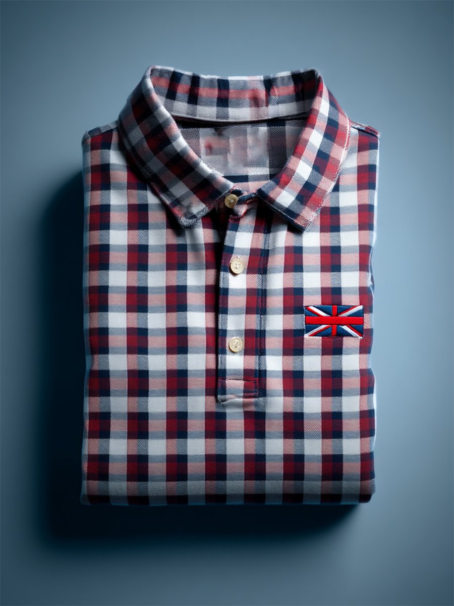 Men's Business Casual Union Jack Button Short Sleeve Polo Shirt
