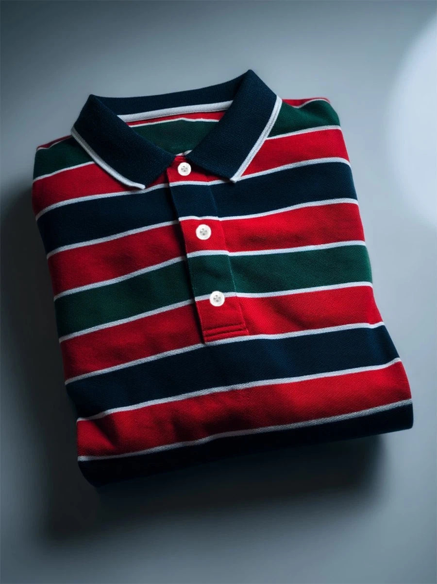 Men's Business Casual Button Short Sleeve Polo Shirt