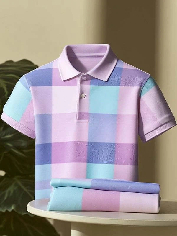 Men's Classic Business Logo Button Short Sleeve Polo Shirt