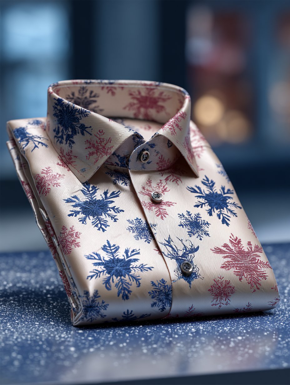 Men's Retro New Year Christmas Print Long Sleeve Shirt