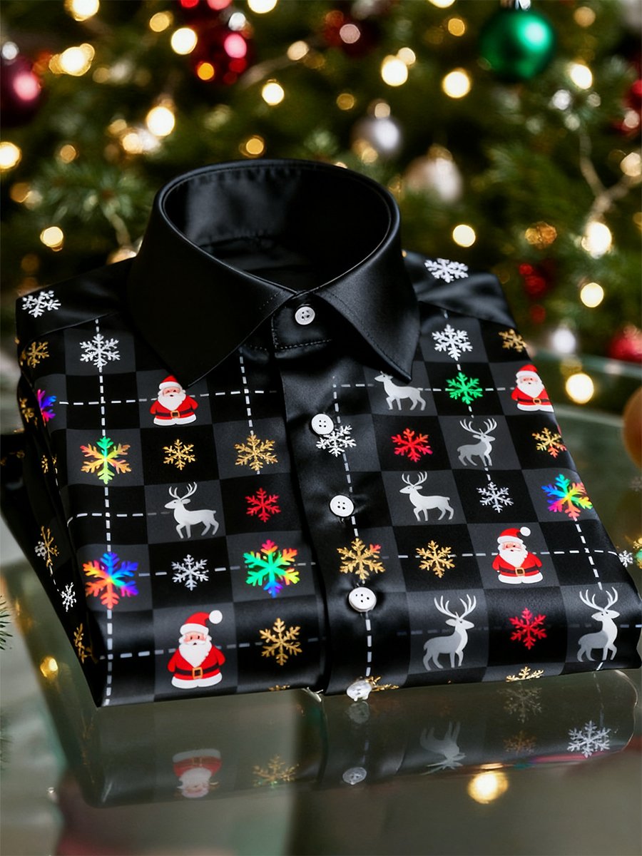 Men's Christmas Long Sleeve Button-Down Shirt