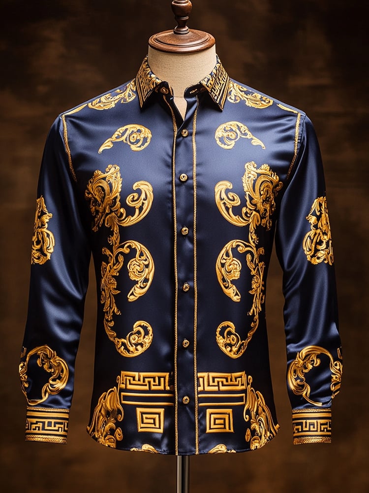 Men's Satin Luxe Long Sleeve Button Down Shirt