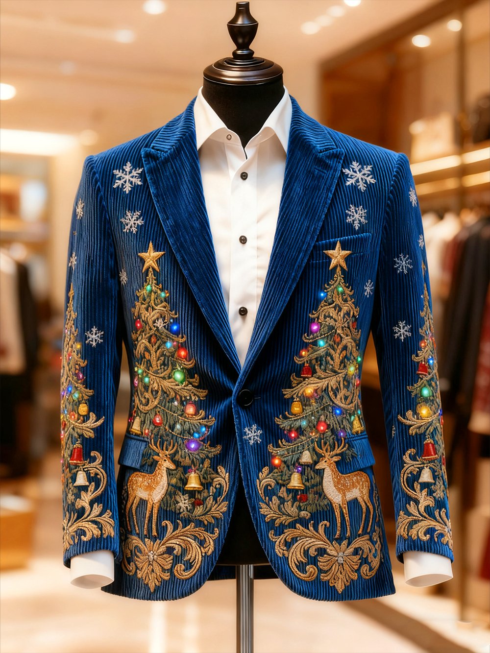 Men's Vintage Casual Christmas Party Corduroy Blazer