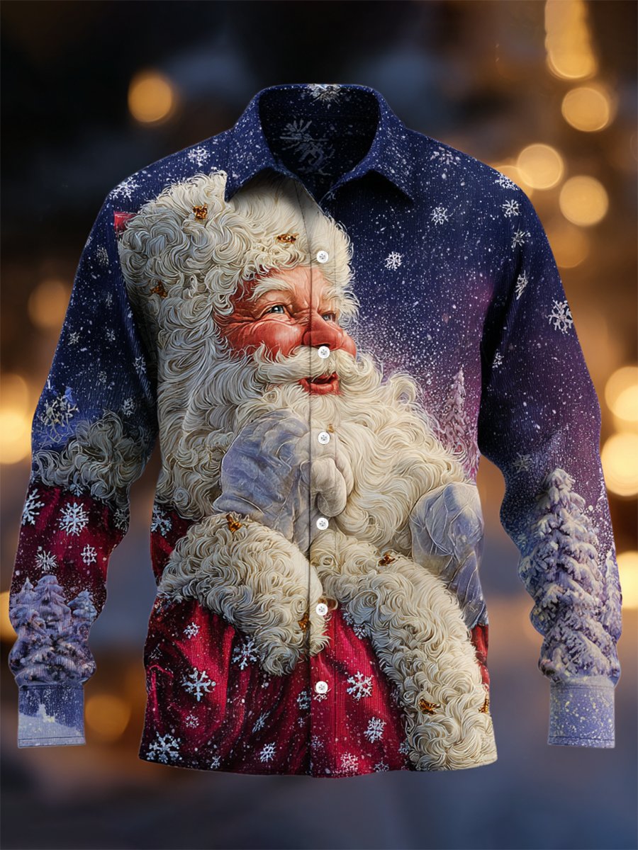 Men's Vintage Christmas Art Long Sleeve Shirt