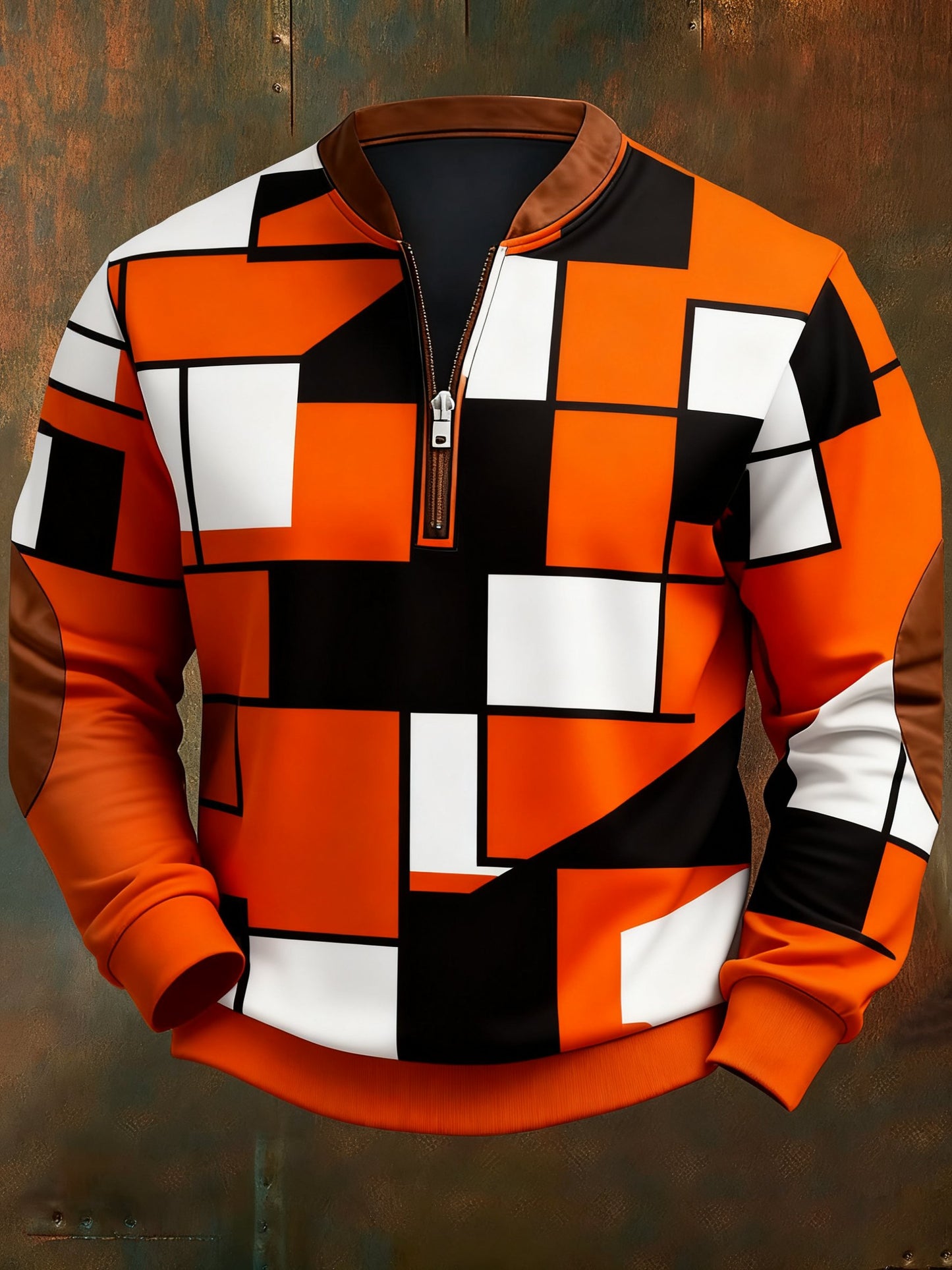 Men's Casual Geometric Color Block Print Sweatshirt