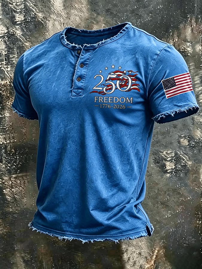 Men's USA 1776-2026 Independence Day Printed Casual T-shirt