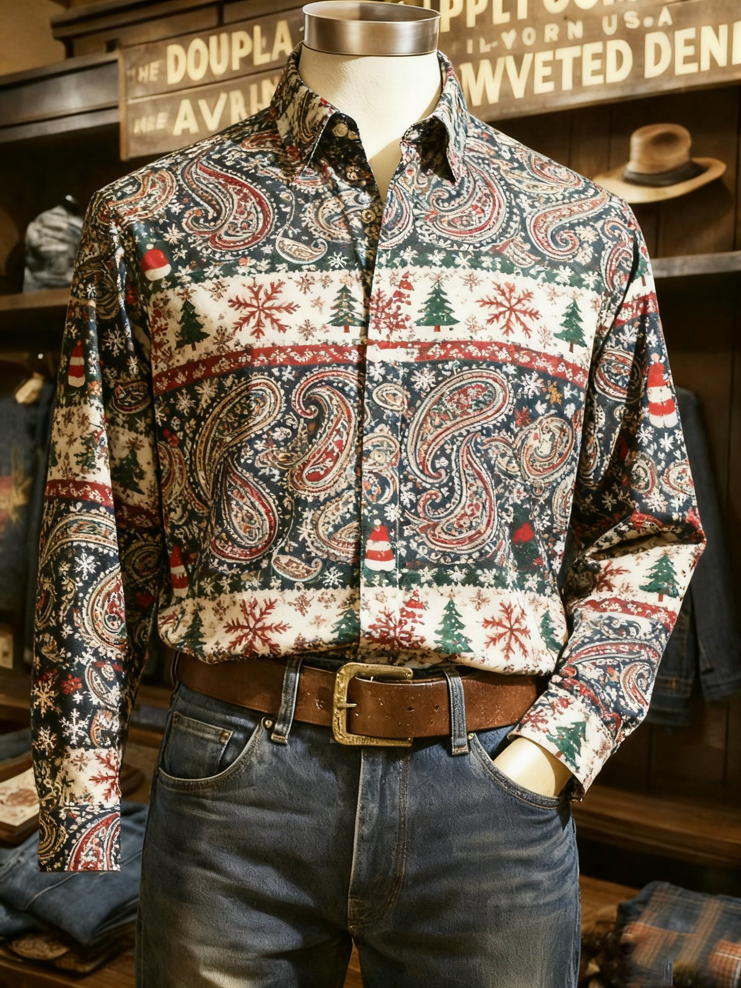 Men's Casual Christmas Long Sleeve Shirt