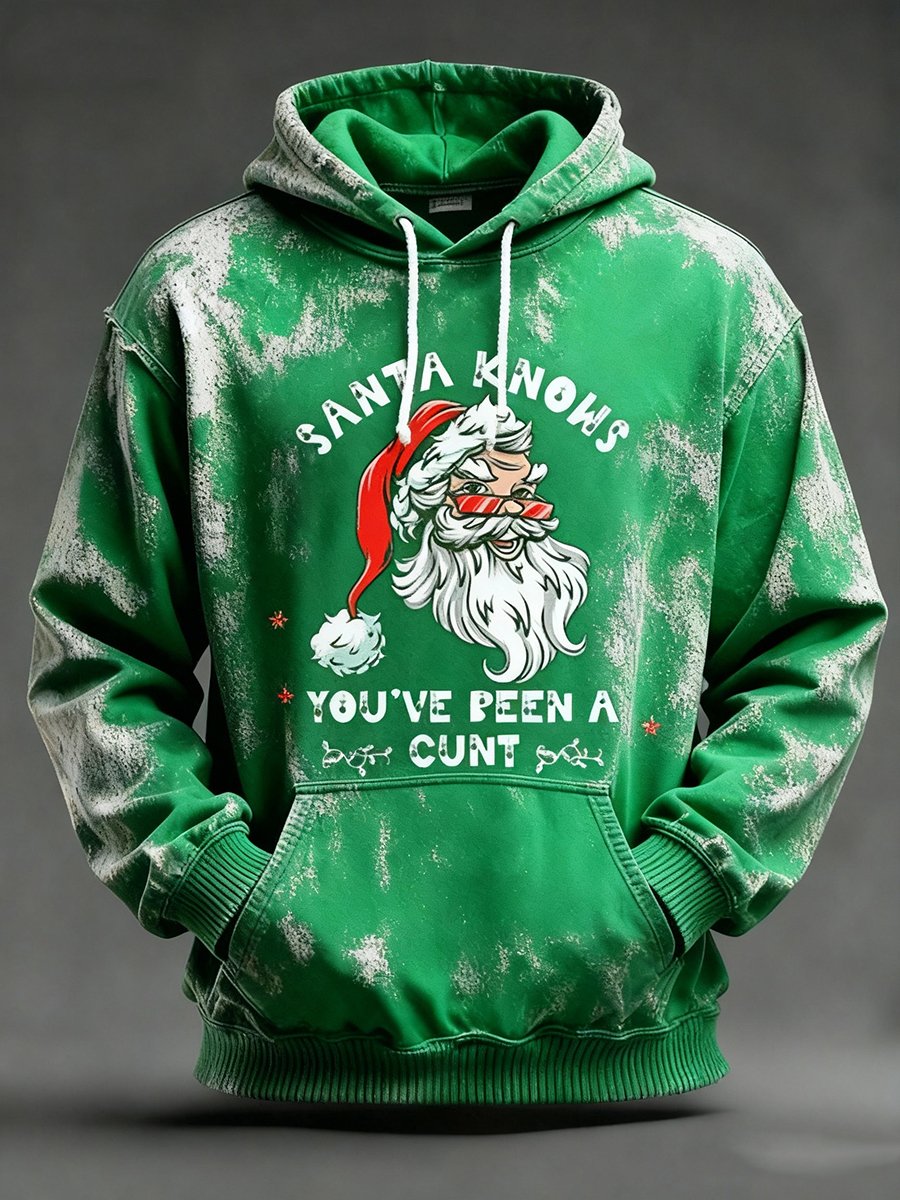 Humorous Santa Claus Print Hoodie