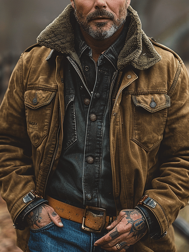 Men's Outdoor Vintage Sports Pocket Jacket