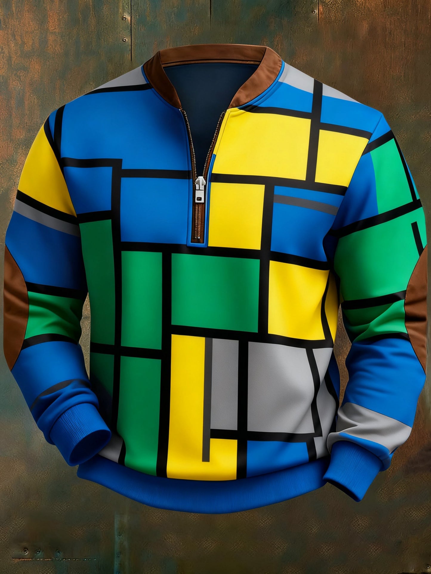 Men's Casual Geometric Color Block Print Sweatshirt