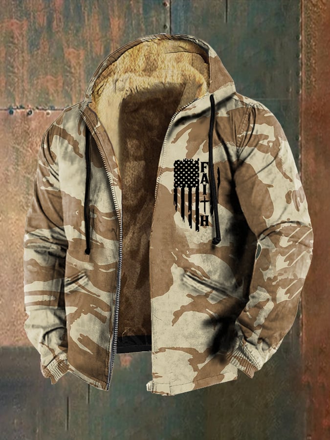 Men's Camouflage Retro Hooded Zip Jacket