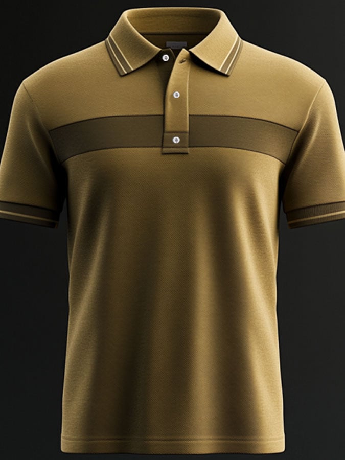 Men'S Casual Classic Contrast Color Print Business Short-Sleeved Polo Shirt