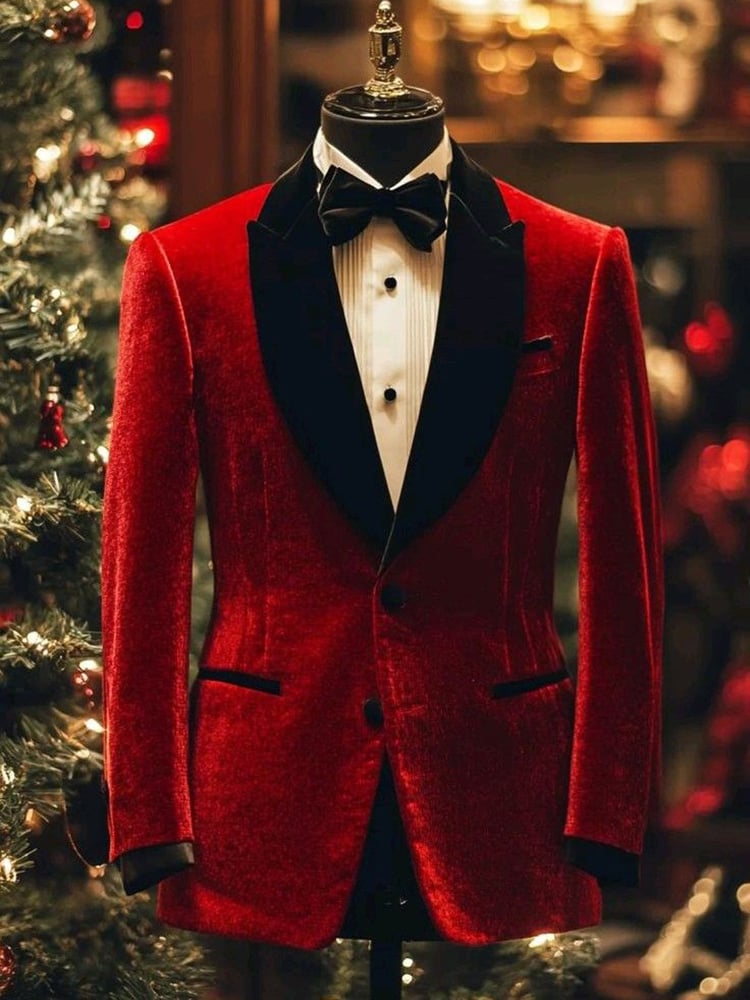 Men's Christmas Luxury Business Print Blazers