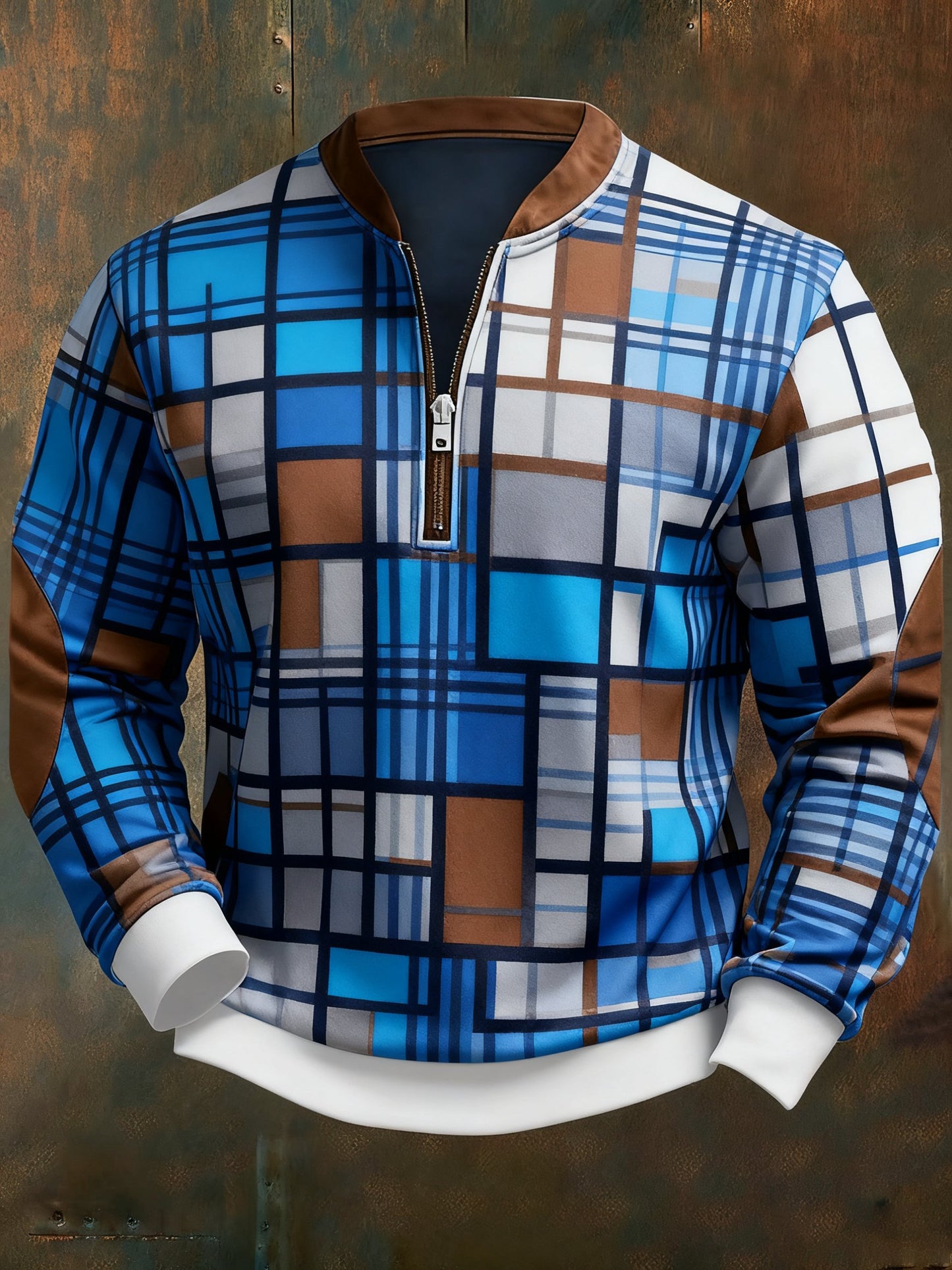 Men's Casual Geometric Color Block Print Sweatshirt