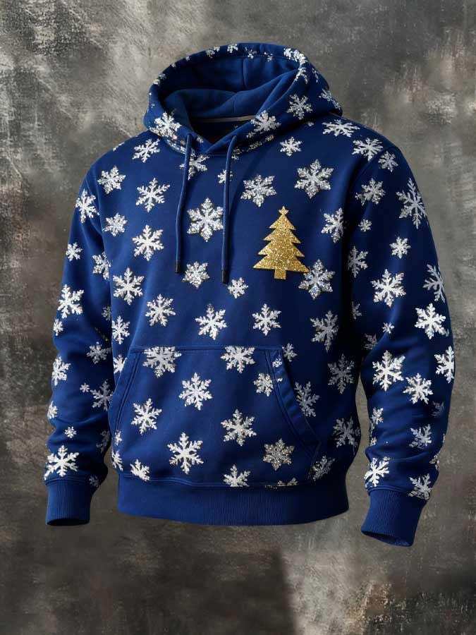 Vintage Christmas Snowflake Print Hoodie