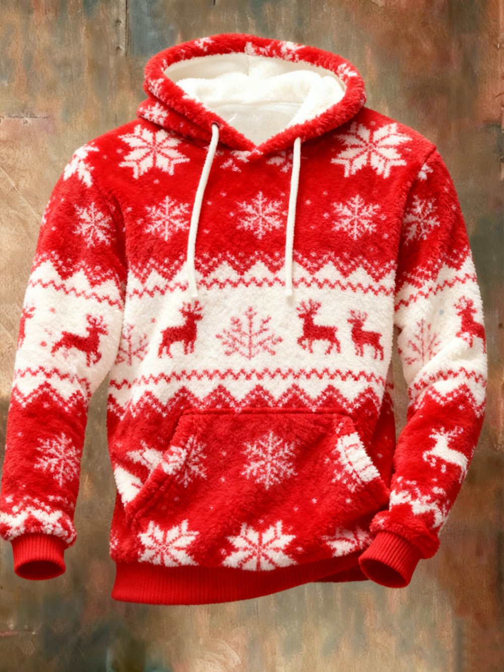 Men's Casual Christmas Comfortable Flannel Warm Hoodie