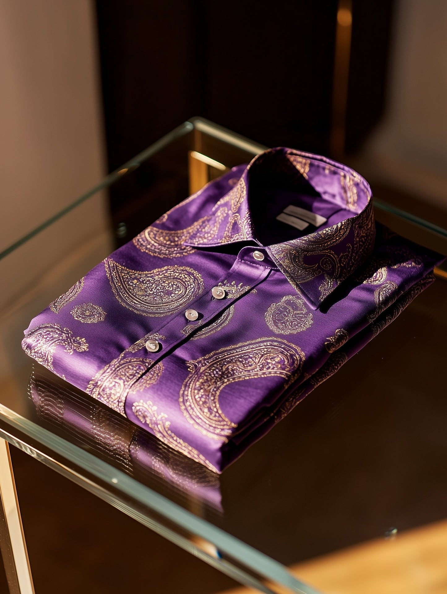 Men's Business Casual Italy Paisley Old Money Lapel Short Sleeve Shirt