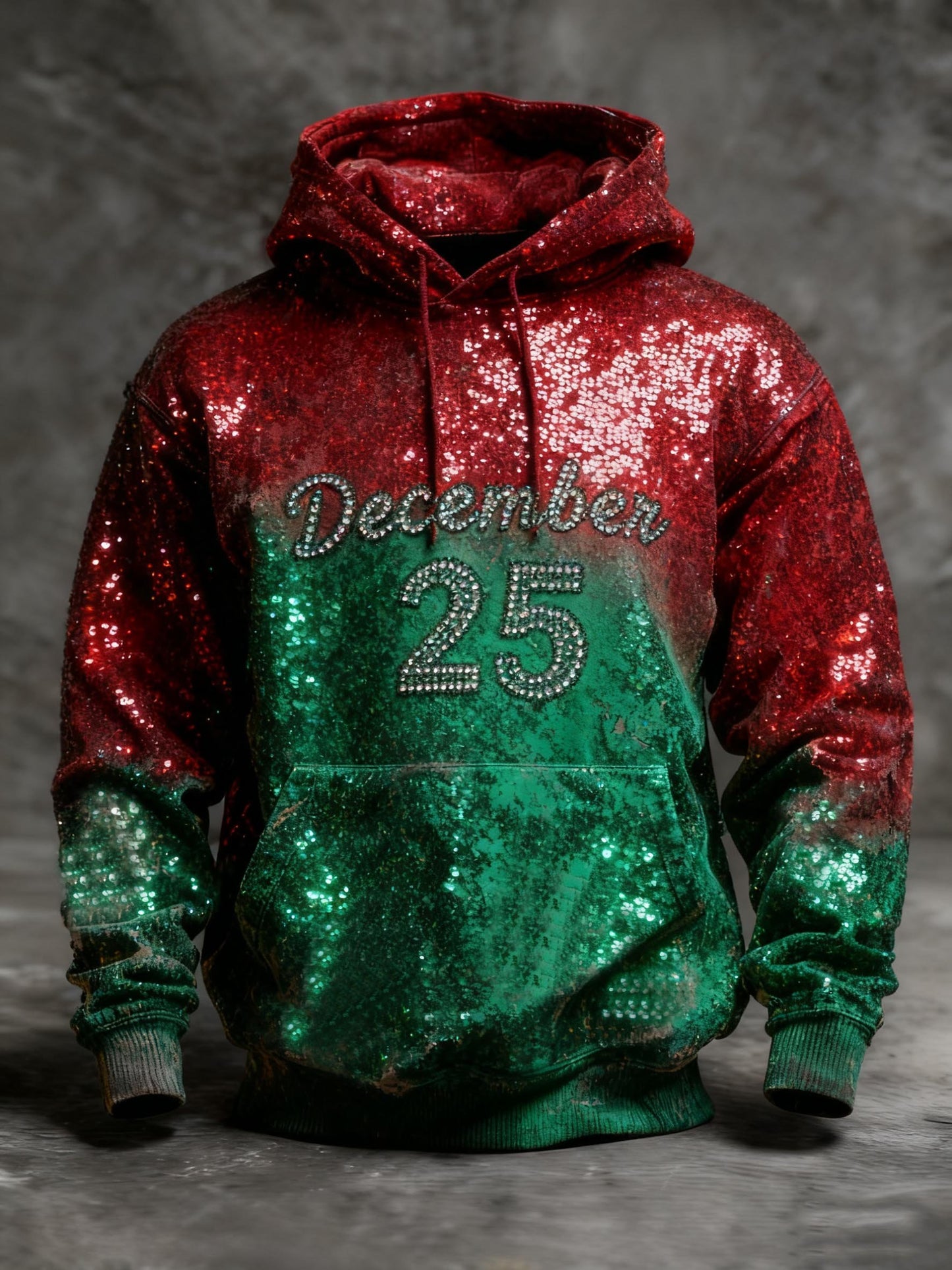Blue Santa Claus Christmas Tree Snowflakes December 25th Mistletoe Hoodie