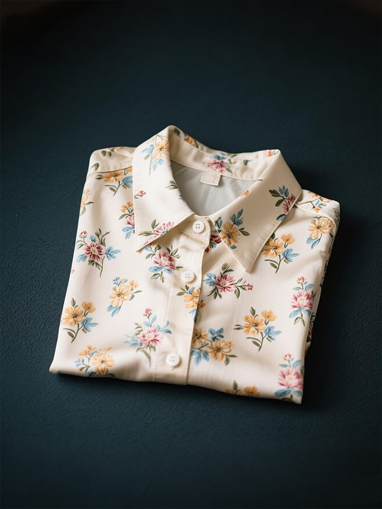 Men's Business Casual Floral Lapel Short Sleeve Shirt