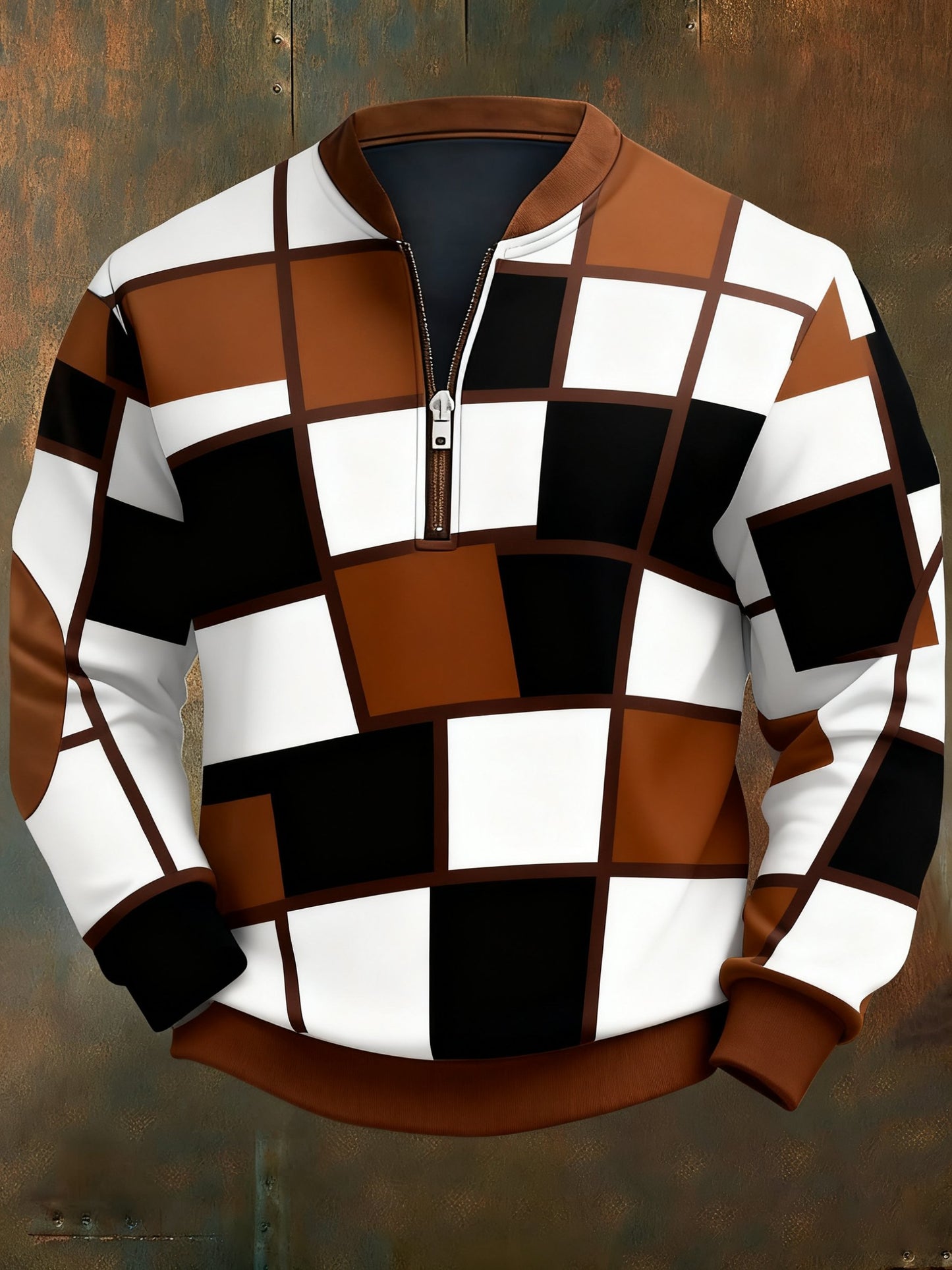 Men's Casual Geometric Color Block Print Sweatshirt