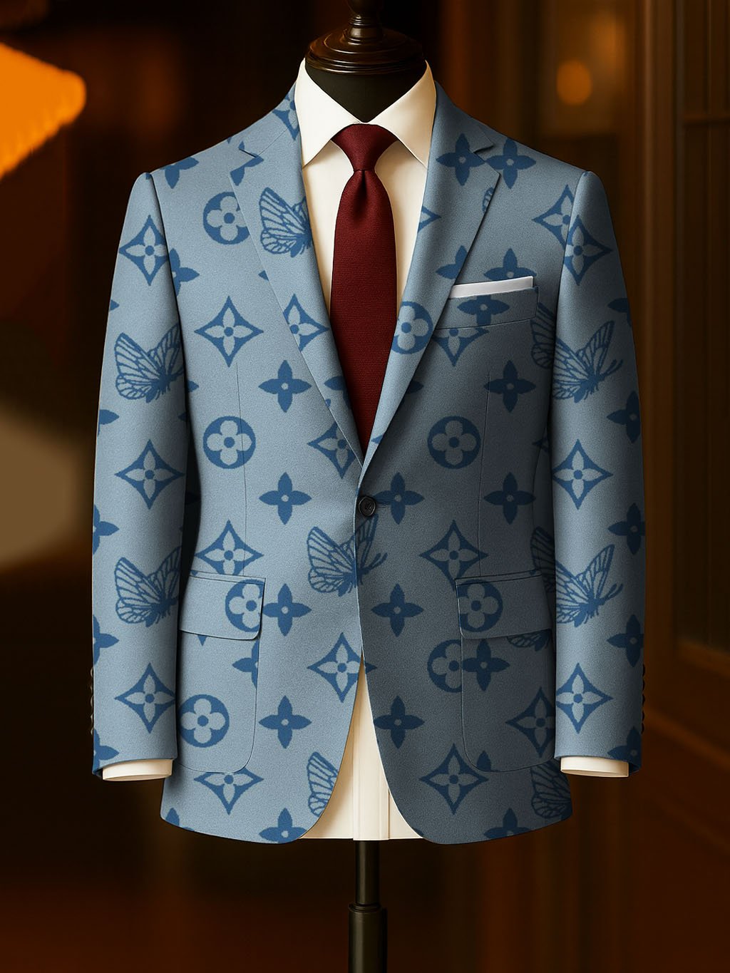 Men's Business Casual Large Pocket Print Blazers