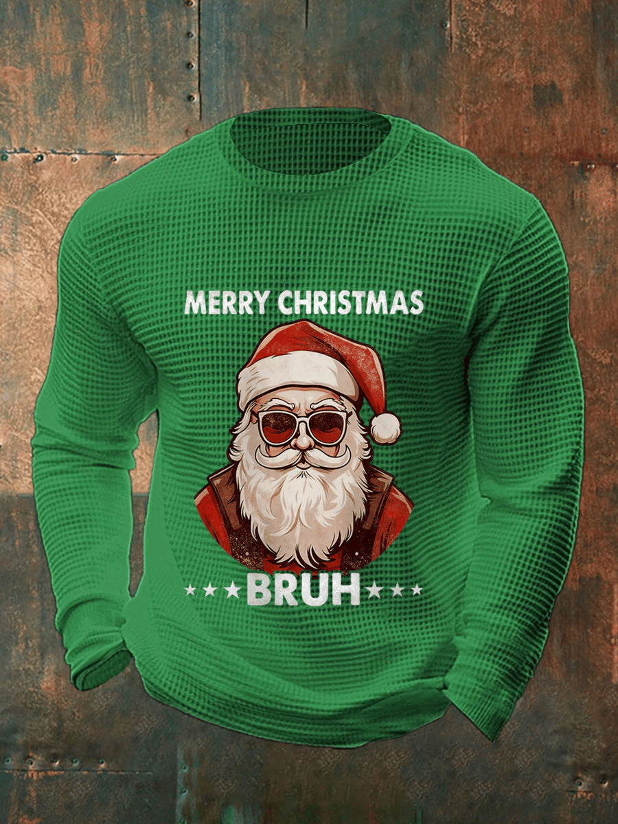 Men's Merry Christmas Santa Claus Printed Casual Long-Sleeved Top