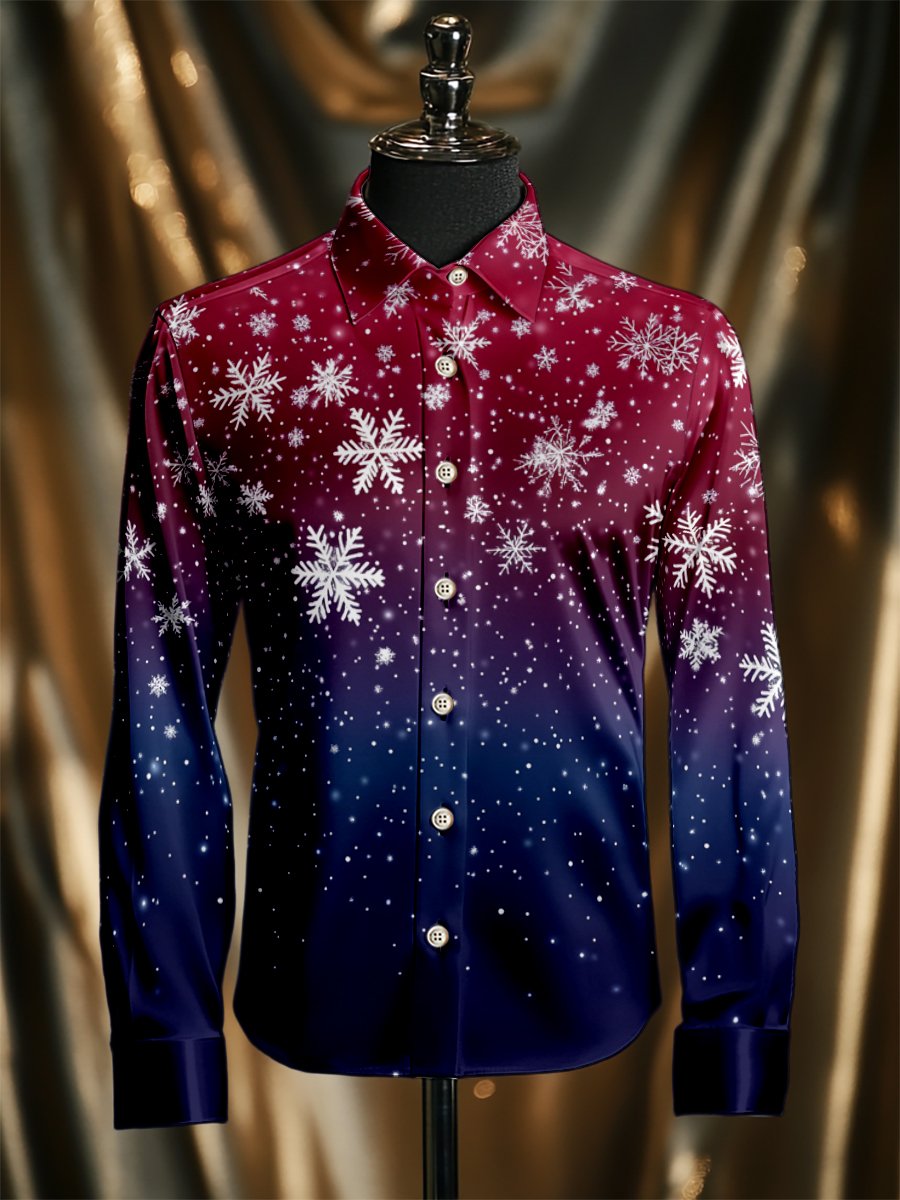 Men's Silk Luxury Christmas Long Sleeve Shirt