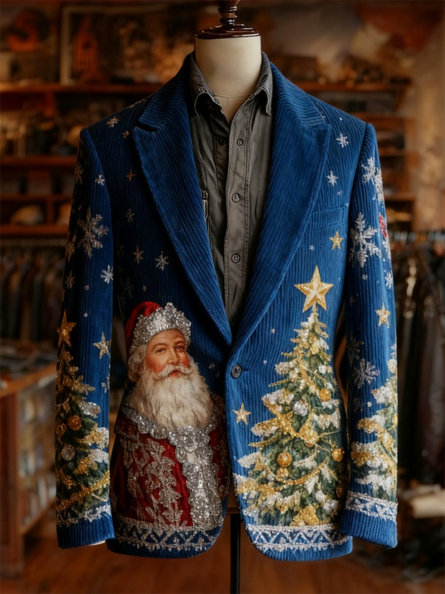Men's Vintage Casual Christmas Party Corduroy Blazer