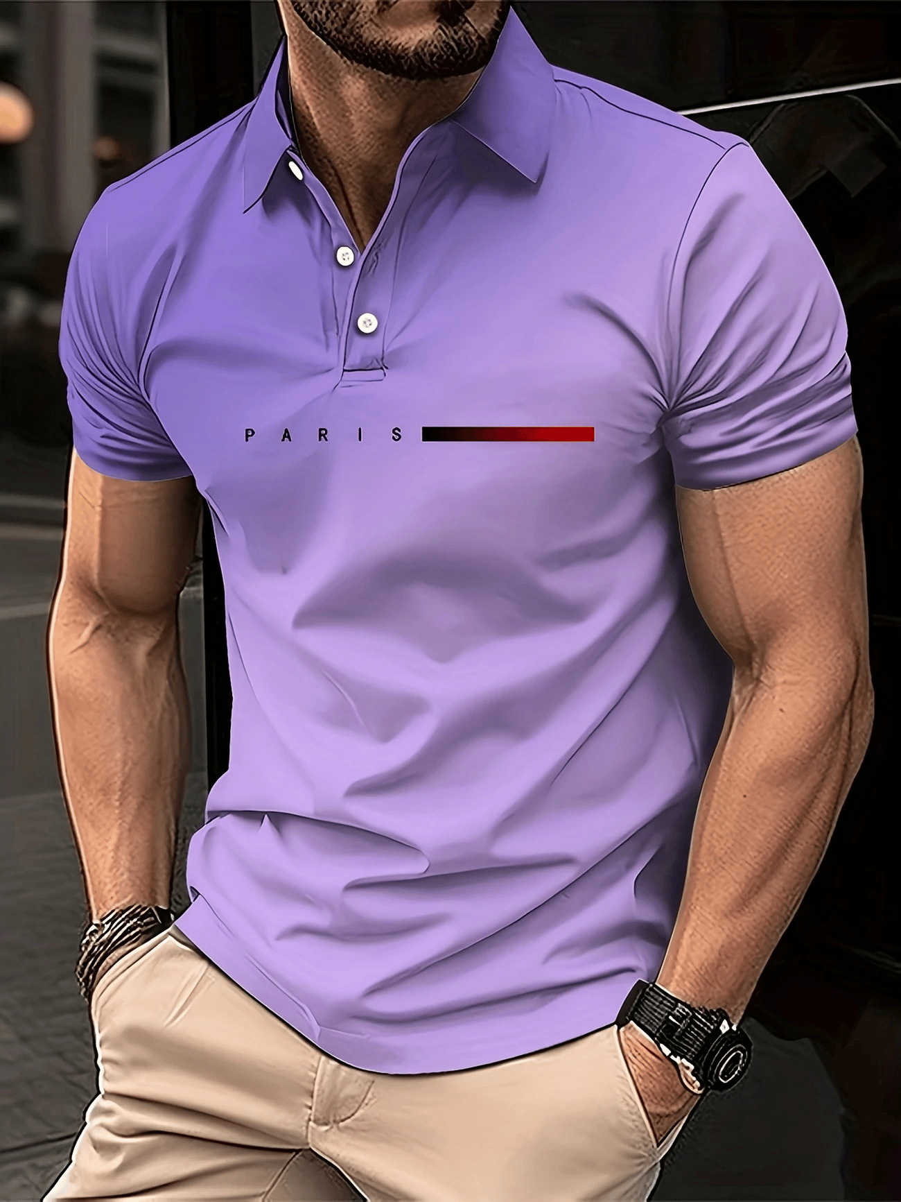 Men's Business Casual Logo Button Short Sleeve Polo Shirt