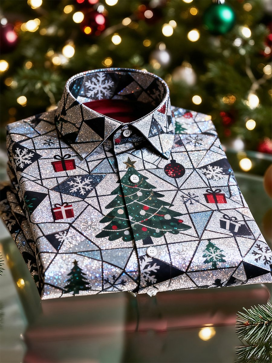Men's Christmas Long Sleeve Button-Down Shirt