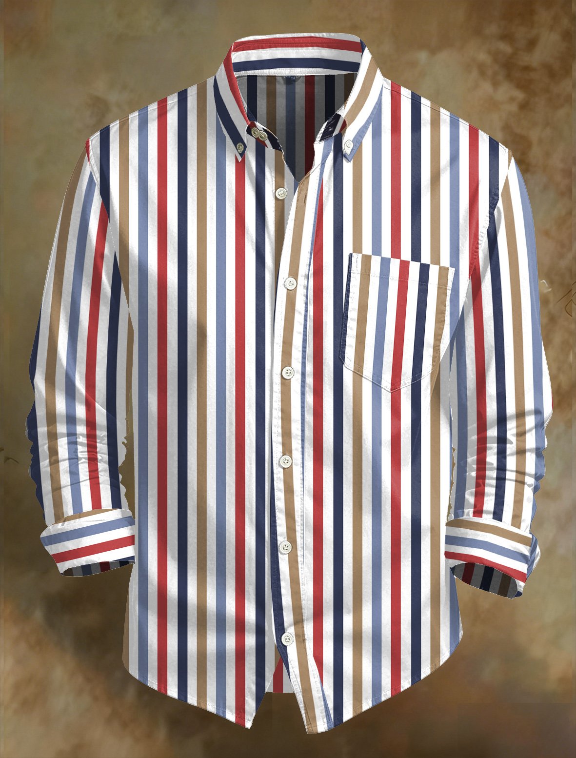 Men's Retro Abstract Art Print Comfortable Business Style Shirt