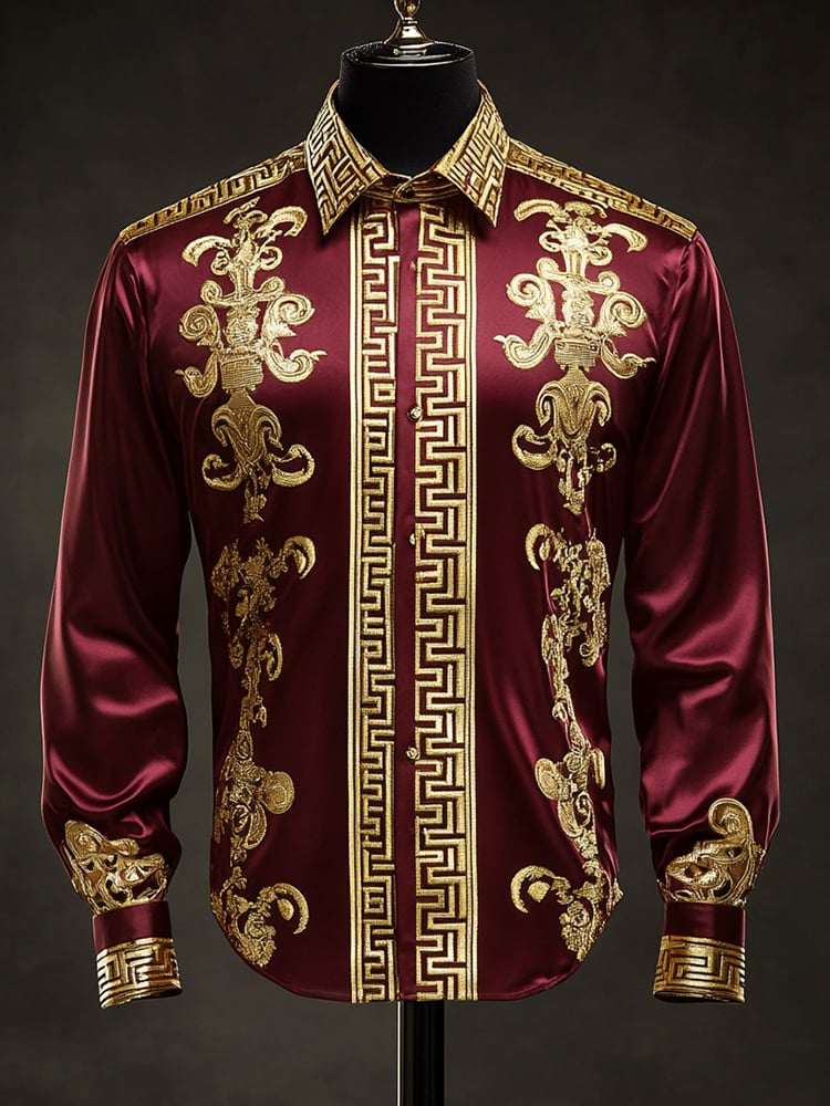 Men's Satin Luxe Long Sleeve Button Down Shirt