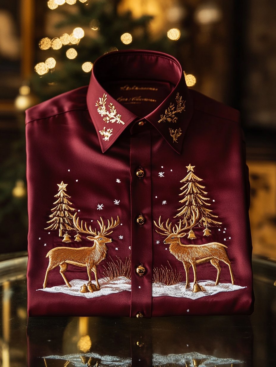 Men's Christmas Print Long Sleeve Shirt