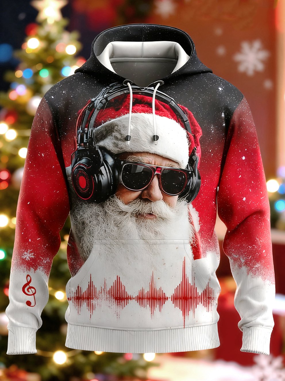 Men's Party Rock Santa Claus Print Hoodie