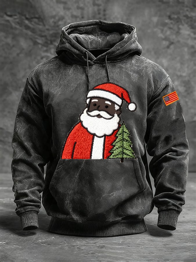 Herren-Hoodie mit schwarzem Retro-Weihnachtsprint