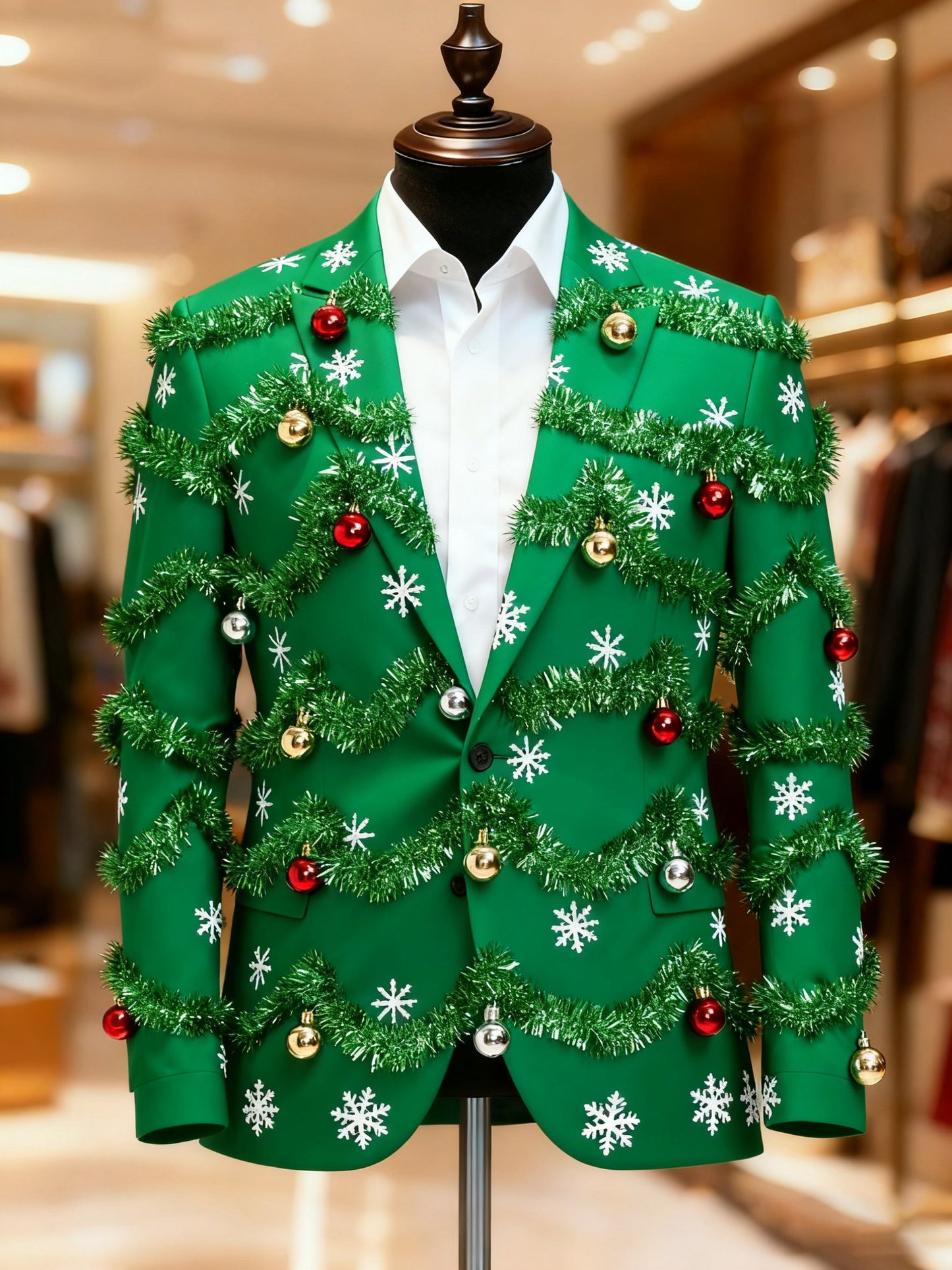 Men's Christmas Casual Print Large Pocket Blazers