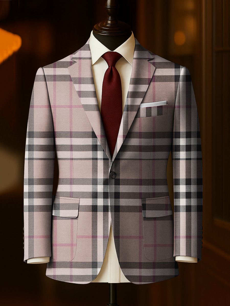 Men's Business Casual Plaid Large Pocket Blazer