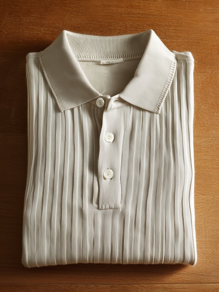 Men's Classic Business Casual Short Sleeve Ribbed Knitting Polo Shirt
