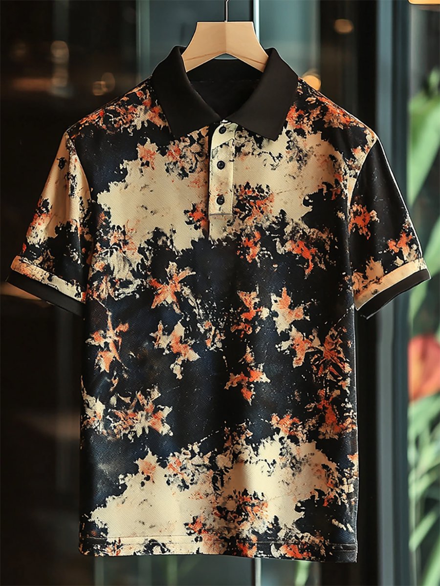 Men's Business Casual Button Short Sleeve Polo Shirt