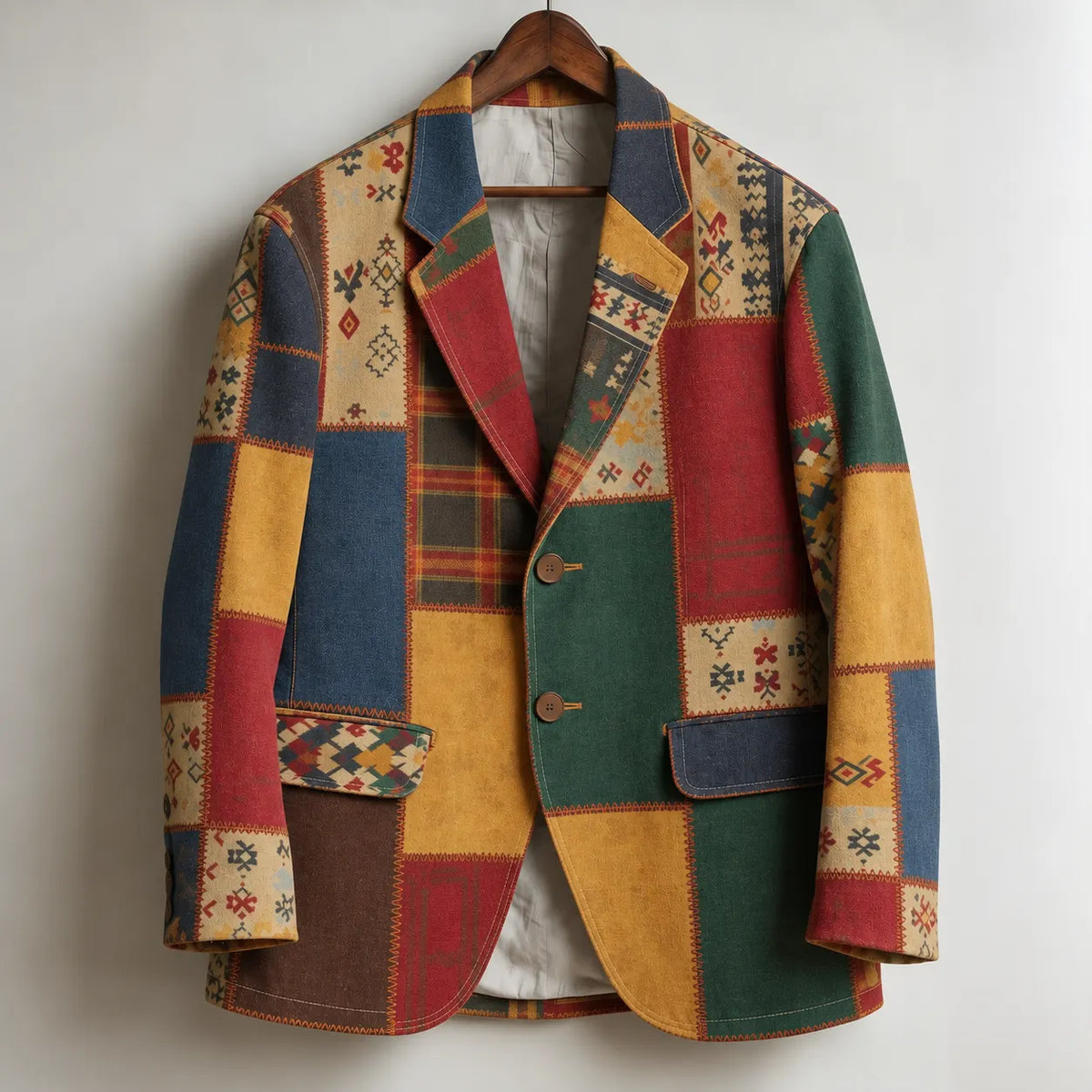 Men's Vintage Hippie Geometric Art Print Casual Blazer