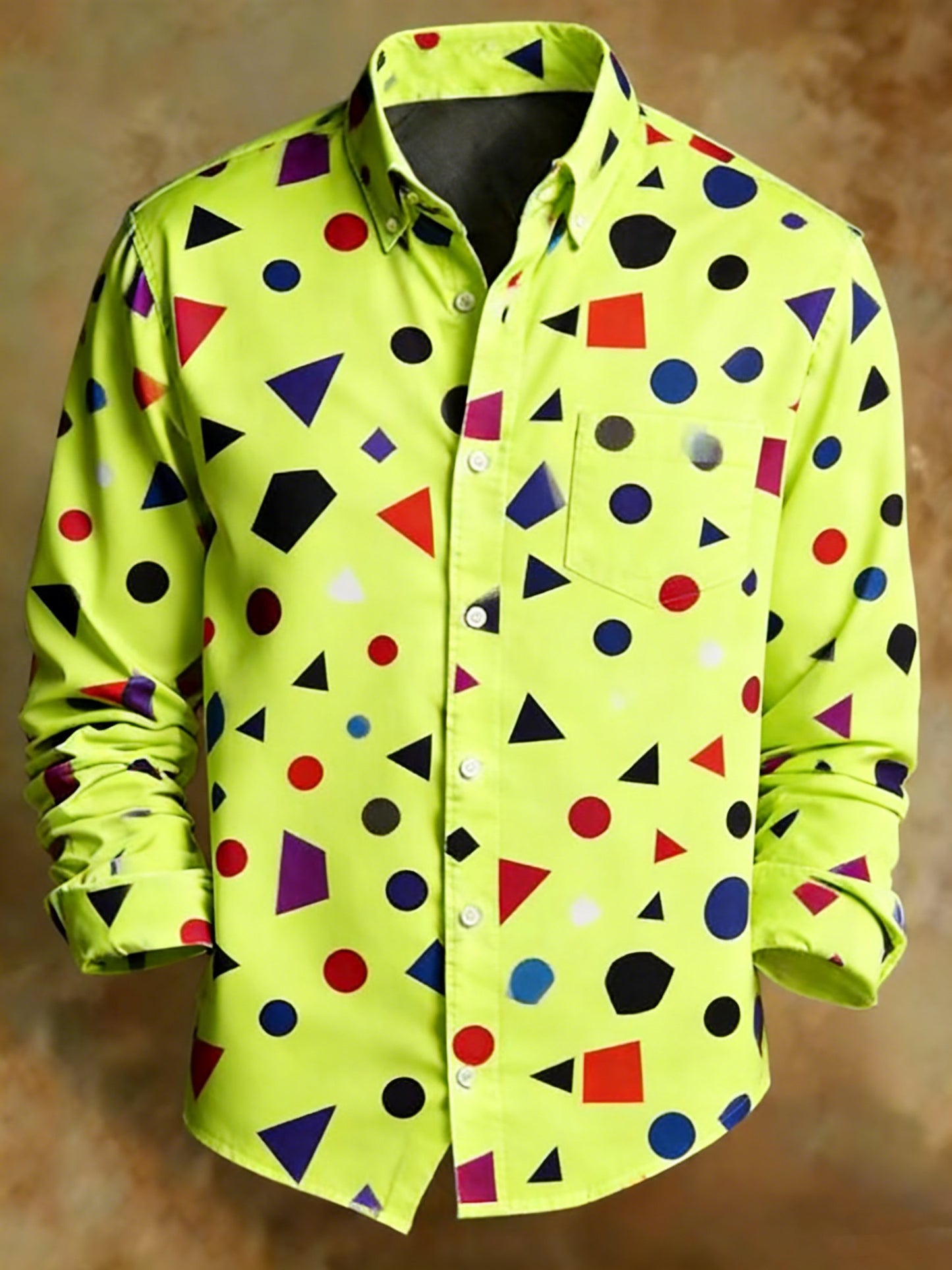 Men's Retro Abstract Geometric Print Shirt