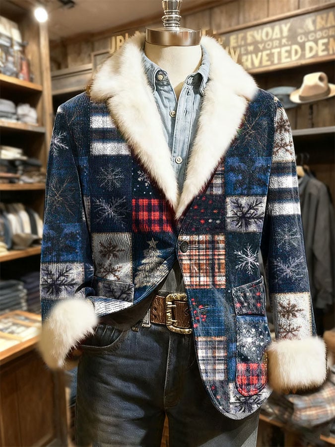 Men's Retro Christmas Lapel Casual Blazer